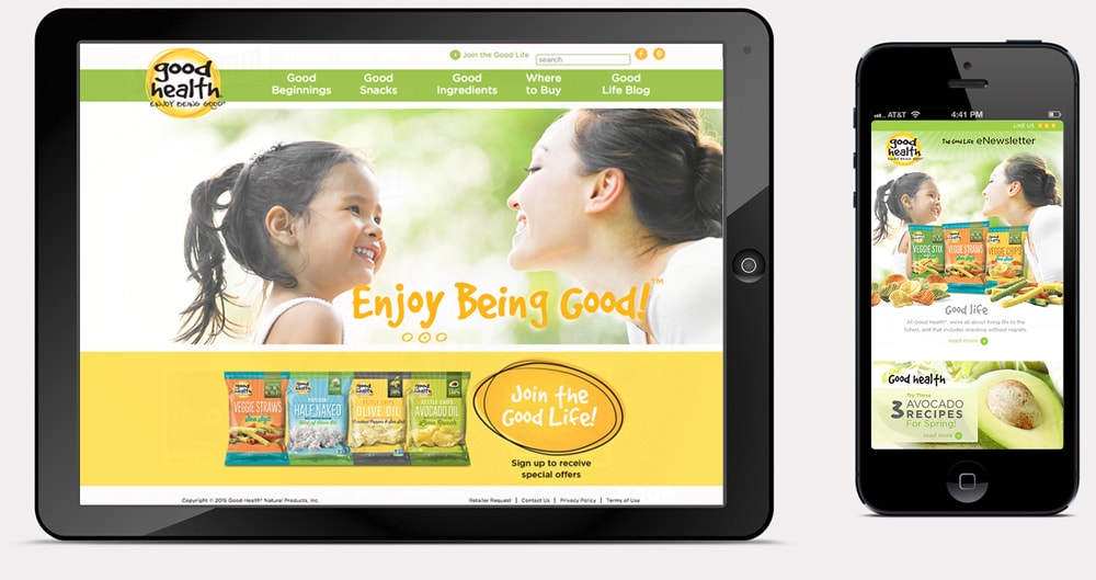 Good Health website on tablet and mobile